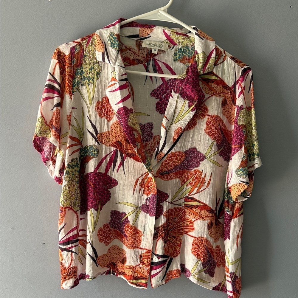 Rachel Zoe Colorful Floral Button-Down Shirt SzM - Picture 1 of 7